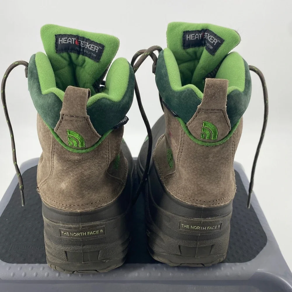 The North Face Boys‎ Size 5 Heat Seeker Waterproof Winter Boots Gray Green